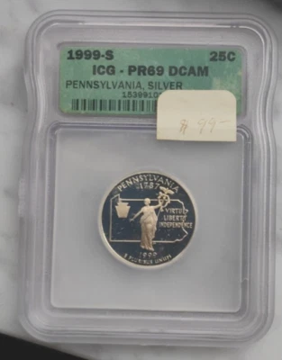 1999 S 90% Silver  Pennsylvania PA ICG PR69 DCAM - Image 1 of 4