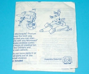 MICRONAUTS ORIGINAL SPARE INSTRUCTIONS THORIUM ORBITER EURO 1976 AIRFIX MEGO ... - Picture 1 of 4