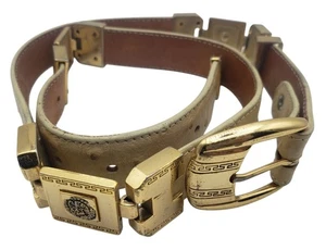 El General Ostrich Skin Belt Gold-Tone Buckle Made In Mexico Size 36 Vintage - Picture 1 of 11