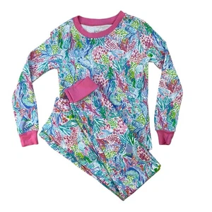 Lilly Pulitzer x Pottery Barn Kinder Pyjama Set Mädchen 8 bunte Meerjungfrau Print - Bild 1 von 14