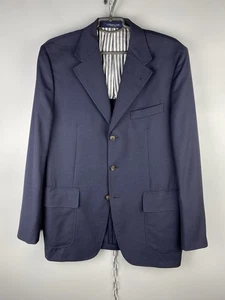 Corneliani Mens Luxury Virgin Wool Blue Button Blazer Jacket Size L - Picture 1 of 20