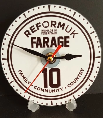 Reform UK Gift British Political Nigel Farage 10 Supporter cd desk clock - Image 1 of 4