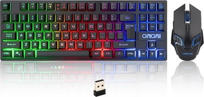 Wireless Gaming Keyboard and Mouse Combo, Rechargeable 87 Key LED Light Up Keybo - Image 1 of 4