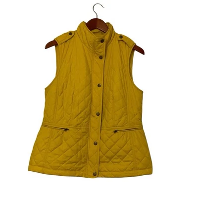 Talbots Quilted Vest Sz M Yellow Fleece Lined Outerwear Equestrian Old Money - Image 1 of 4