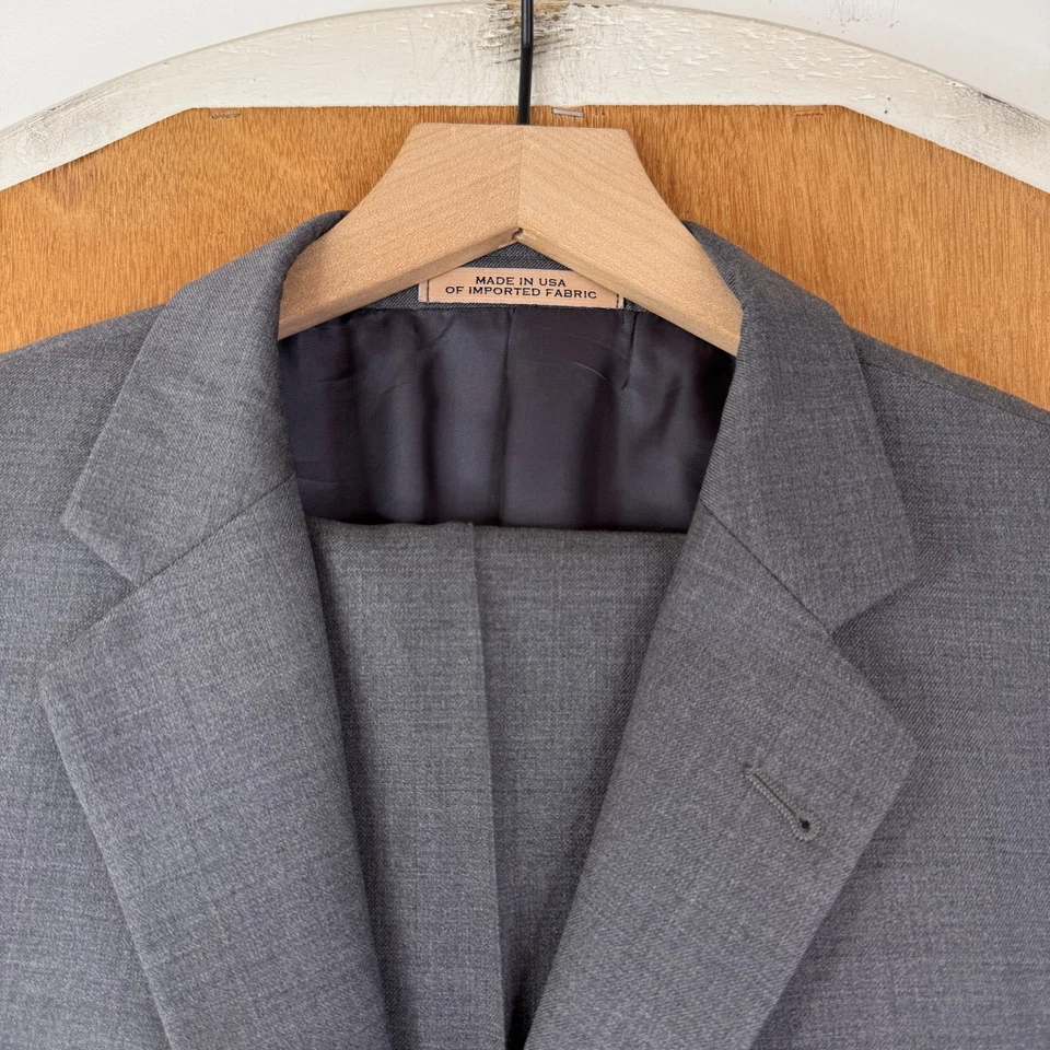 Joseph Abboud Suit Mens 44S Gray 3 Button Zignone Super 110s Wool Pants 38x26 - Image 1 of 4