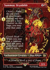 Summon: Brynhildr (FIN-366) - rare: (enchantment) (Borderless) - Foil Near Mint - Picture 1 of 1