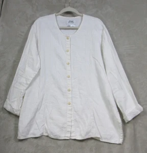 Flachs Jeanne Engelhart L Ivory Leinen Knopfleiste Langarm Strickjacke Lagenlook - Bild 1 von 7
