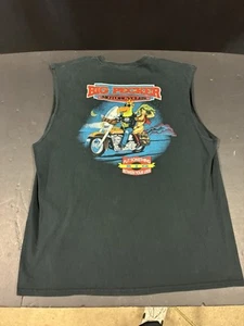 Vintage Big Pecker Motorcycles Cut Off T Shirt Biker Mens Size XL Double Sided - Picture 1 of 15