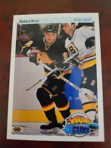 1990-91 Upper Deck French Young Guns Robert Kron Rookie #528 Vancouver Canucks