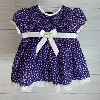A Little Angel blue floral smocked dress baby girl size 3-6 months - Изображение 1 из 4