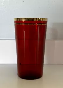 Royal Ruby FINE LINE / Gold Band Tumblers - Set of 6 Anchor Hocking Vintage - Picture 1 of 1