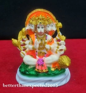 PANCHMUKHI HANUMAN STATUE 4" Hindu God of Strength Monkey Deity QUALITY Resin - Picture 1 of 4