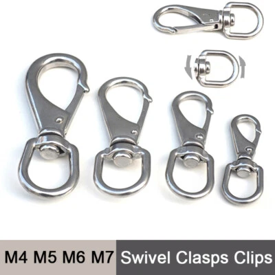 304 Stainless Steel Swivel Lobster Clasps Clips Carabiner Snap Hook key Ring - Image 1 of 4