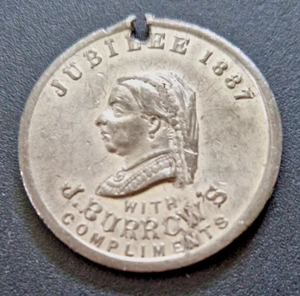 Rare Antique Queen Victoria 1887 Golden Jubilee Medal Compliments J Burrows, AF - Picture 1 of 7