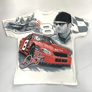 VTG Dale Earnhardt Jr Nascar All Over Print AOP Racing Chase T-Shirt Size L  - Picture 1 of 7