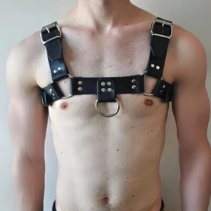 Mens Leather Chest Harness Gay Fetish Body Harness Strap Clubwear Costume - Picture 1 of 4