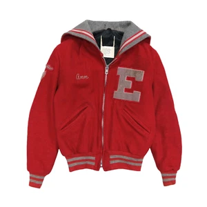 Giacca Vintage Lana Sailor Varsity Taglia Media Rosso 1988 anni '80 Cerniera Ideale - Foto 1 di 4
