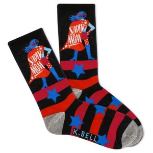 Super Mom Women's Crew Socks Size 9-11 Black K Bell Home Manager Fashion New* - Picture 1 of 1