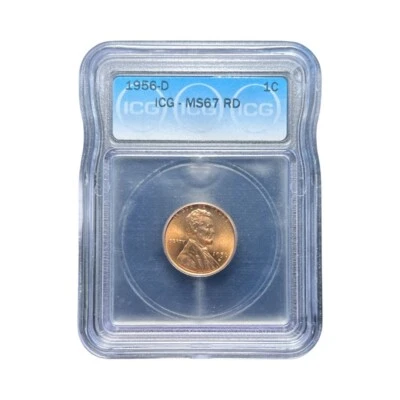 1956 D Lincoln Wheat Cent 1C - ICG MS67 RD - 0097 - Image 1 of 3