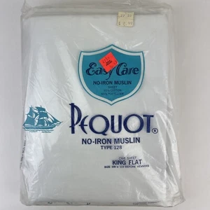 Vintage Pequot Luxury No Iron White Muslin Cotton Blend King Flat Sheet NOS USA - Imagen 1 de 11