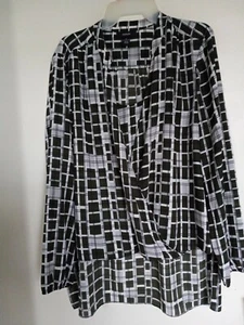Alfani Women's Blouse Olive Green Size 16 Wrap-Style Top V-Neck Long Sleeve - Picture 1 of 3
