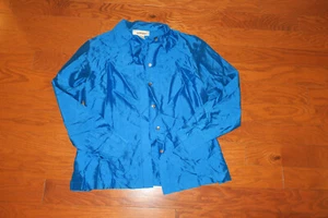 6 S ❤️ ALFANI ❤️ TOP BLUE Long Sleeve❤️100% SILK Blouse BUTTON DOWN OFFICE KOHLS - Picture 1 of 5