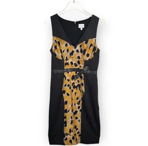 Tracy Reese Wool Silk Sheath Dress Belt Size 4 Gray Yellow Career To Cocktail - Picture 1 of 6