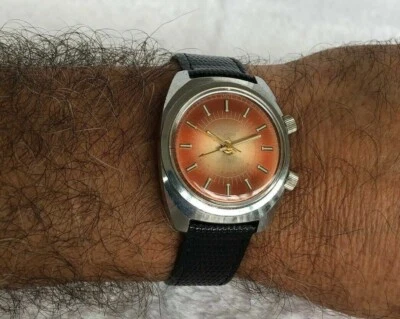 CORNAVIN SHOCKBROOF ALARM 34mm TROPICAL DIAL VINTAGE STAINLESS STEEL MEN WATCH - Image 1 of 4