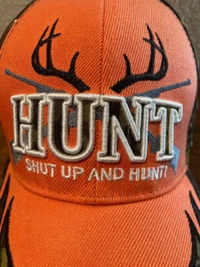 "Shut Up and Hunt" Camo & Orange Cap - Picture 1 of 3