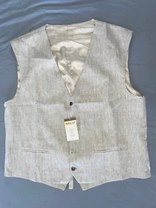 Bahia Sol 100% Linen Lined 5-Button Vest w/ Back Cinch Adjuster. Men's L, NWT!! - Picture 1 of 4