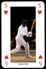 Cricket World Cup 99 (Playing Card) Five of Hearts - Ravindu Shah (Kenya)