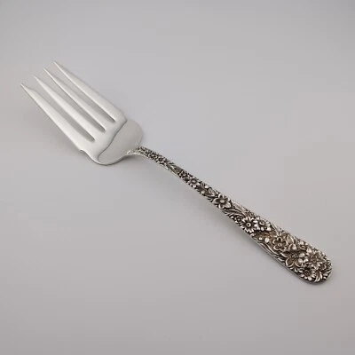 Kirk Repousse Sterling Silver Cold Meat Serving Fork - 8 1/2" - No Monograms - Image 1 of 3