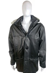 Domani Uomo Houton Lamm Lamm Lammfell Lederjacke Herren Medium Schwarz Mantel - Bild 1 von 8