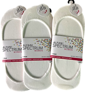 White 3 Pack Alfani Women's Seamless Non-Slip Heel No-Show Sock Liners
