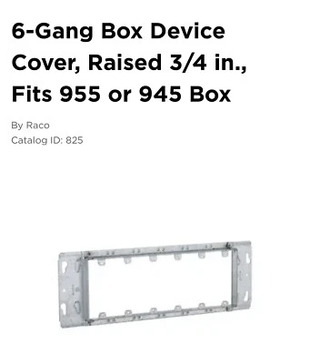 ⚡️Hubbell RACO 825 Switch Box Cover 6 Gang Raised 3/4”⚡️