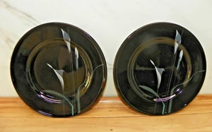 SET OF 2 MIKASA GALLERIA FK701 OPUS BLACK CALA LILY SMALL DESSERT BREAD PLATE 6. - Picture 1 of 3