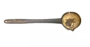 VINTAGE 16" HOLLANDS USA #4 CAST IRON BLACKSMITH SMELTING LADLE DOUBLE SPOUT - Picture 1 of 7
