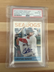 2013 Topps Heritage Minors Christian Vazquez Real One Auto PSA 10 - Red Sox