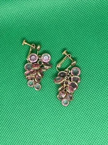 Vintage Pink Dangle Earrings Screwback Goldtone - Picture 1 of 5