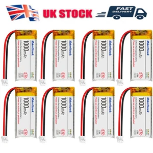 3.7V 1000mAh 1S 3C 102050 LiPo Battery with JST Plug for Electronic Device UK - Picture 1 of 21
