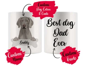 Personalisierte Weimaraner Hund Mama Papa Tasse, bester Hundebesitzer Geschenk - Bild 1 von 8