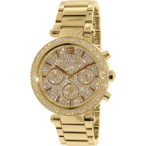 NUOVO OROLOGIO MICHAEL KORS TONO ORO CRISTALLI PAVÈ RIVESTITO QUADRANTE MUTI BRACCIALE MK5856