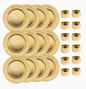 13 Inch Round Elegant Charger Plates with Napkin Rings for Weddings & Events - Picture 1 of 60