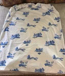 Vintage King Fitted Blue Willow Chinoisserie Sheet Springmaid EUC Made USA Asian - Picture 1 of 13