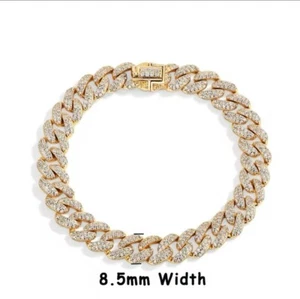 5ct Cuban Bracelet Diamond Test Pass Lab-Created VVS1/D/Excellent Width 8mm 16cm - Picture 1 of 4