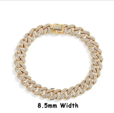 5ct Cuban Bracelet Diamond Test Pass Lab-Created VVS1/D/Excellent Width 8mm 16cm - Image 1 of 4