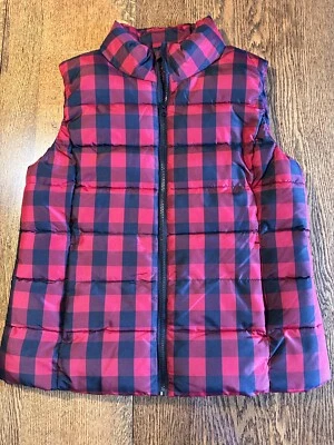 Chaleco acolchado a cuadros con volantes tallado en búfalo a cuadros grandes bolsillos con cremallera rojo negro  Foto 1 de 4