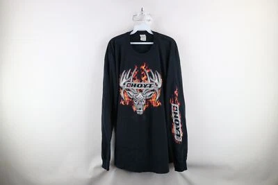 Camiseta De Colección Team Hoyt Caza Para Hombres XL Desteñida Deletrear Llamas de Fuego Manga Larga Foto 1 de 4