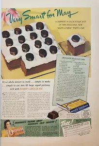 Anuncio vintage Bakers Chocolate 1940 muy inteligente para mayo - Imagen 1 de 1