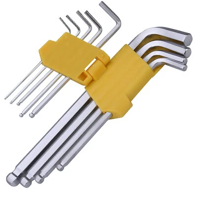 QUALTEX 9 Piece Metric Reinforced Ball Ended Allen Key Toughened Hex Wrench Tool Set